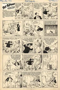 Black and white original page, Pat'Apouf, Les Aventures de Pat'Apouf aux Antipodes,  Gervy