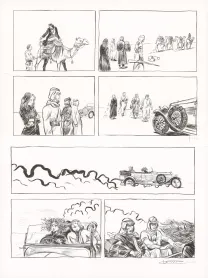 Planche noir et blanc, Renée Stone (Une aventure de), Le Trésor d'Assurbanipal (T.3), Clément Oubrerie