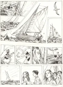 Planche noir et blanc, Renée Stone (Une aventure de), Le Piège de la Mer Rouge (T.2), Clément Oubrerie