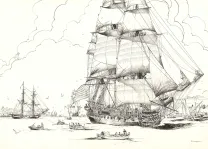 Illustration noir et blanc, USS Constitution, Franck Bonnet