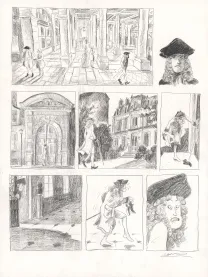 Black and white original page, Voltaire amoureux, Voltaire très amoureux (T.2), Clément Oubrerie