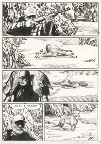 Planche noir et blanc, Le Loup, Jean-Marc Rochette
