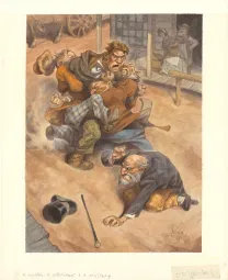 Colored illustration, A murder, a mystery & a marriage, Peter de Sève