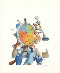Colored illustration, Les Géniales inventions de Léonard le renard, Méli-mélo de saison (T.1), Julie Mellan