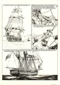 Black and white original page, USS Constitution, Livre I - La Justice à terre est souvent pire qu'en mer (T.1), Franck Bonnet