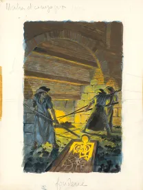 Colored illustration, La Vie privée des Hommes, Au temps de Louis XV et des guerres en dentelle... (T.24), Pierre Joubert