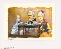 Colored illustration, La Vie privée des Hommes, Au temps de Louis XV et des guerres en dentelle... (T.24), Pierre Joubert