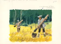 Colored illustration, La Vie privée des Hommes, Au temps de Louis XV et des guerres en dentelle... (T.24), Pierre Joubert