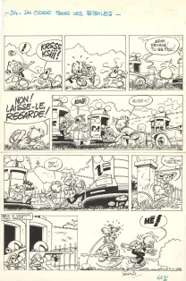 Black and white original page, Spirou et Fantasio, Du cidre pour les étoiles (T.26), Jean-Claude Fournier