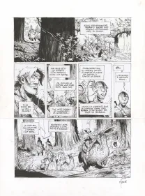 Black and white original page, La Quête de l'Oiseau du Temps, Le Chevalier Bragon (T.4), Vincent Mallié