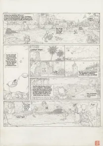 Black and white original page, Le Vent dans les Sables , L'Invitation au voyage (T.1), Michel Plessix