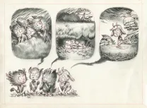 Illustration noir et blanc, Monstre , Monstre a peur des monstres , Stan Manoukian