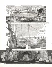 Black and white original page, Les Travailleurs de la mer, Michel Durand