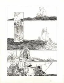 Black and white original page, Les Travailleurs de la mer, Michel Durand