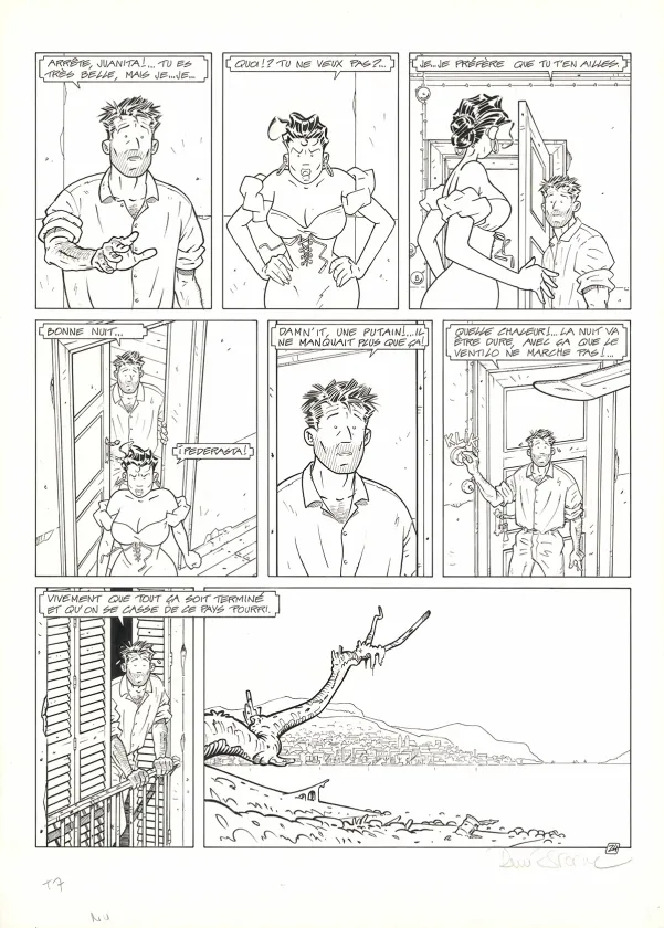 Black and white original page, Adler, La Jungle rouge (T.7), René Sterne