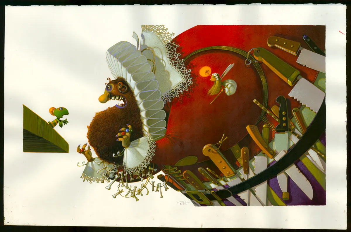 Colored illustration, Lulu Vroumette, Lulu et la nuit des sept contes , Frédéric Pillot