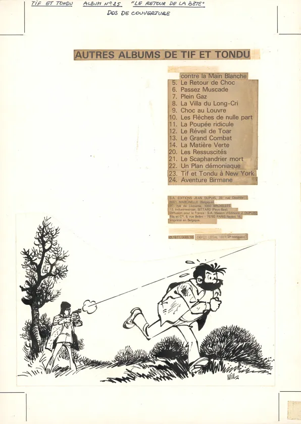 Black and white illustration, Tif et Tondu, Le Retour de la Bête (T.25),  Will