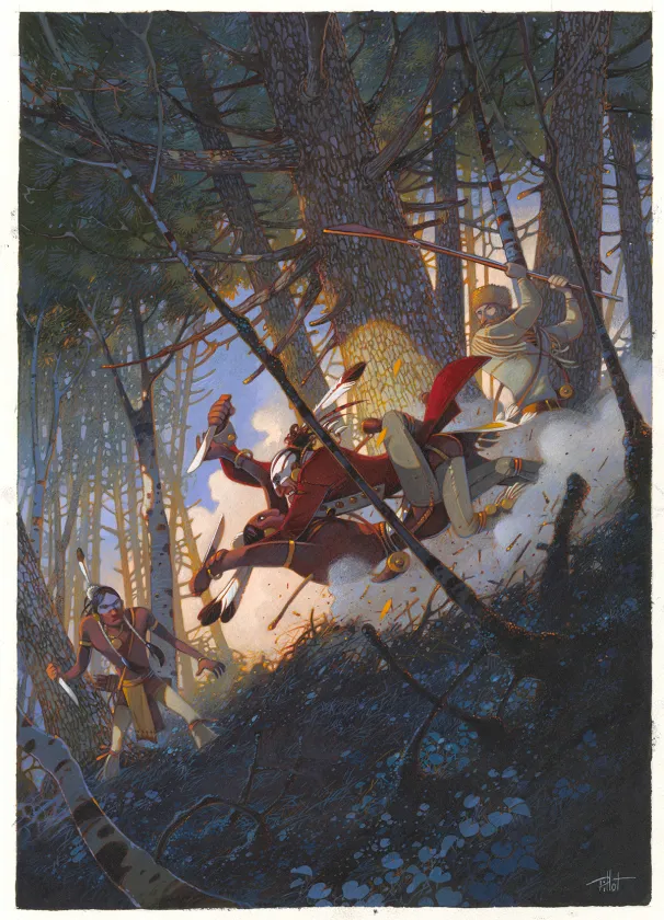 Illustration couleur, Le Dernier des Mohicans, Frédéric Pillot
