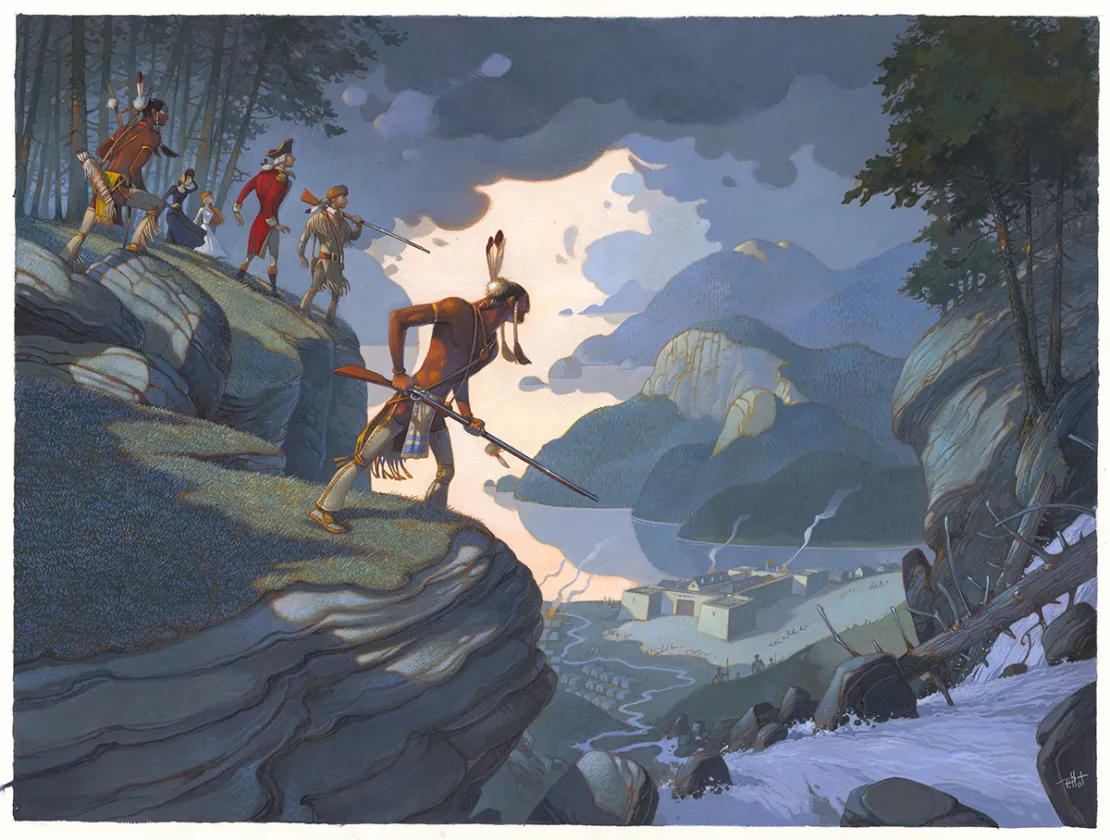 Illustration couleur, Le Dernier des Mohicans, Frédéric Pillot