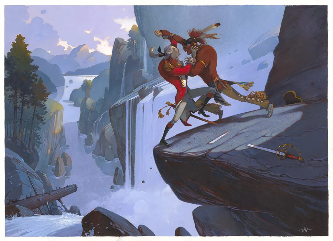 Illustration couleur, Le Dernier des Mohicans, Frédéric Pillot