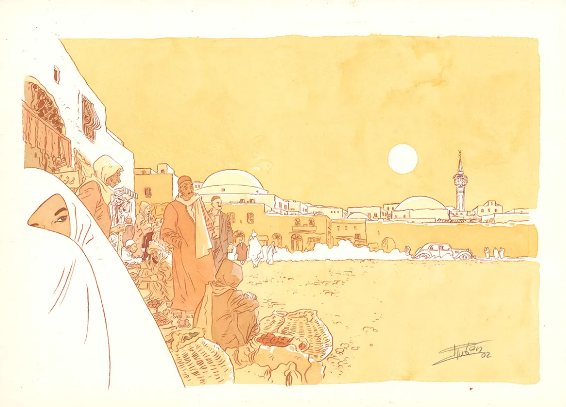 Colored illustration, Les Aventures de Dieter Lumpen, Le Poignard d'Istamboul (T.1), Ruben Pellejero