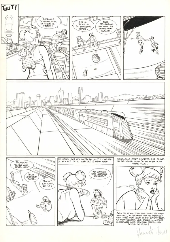 Black and white original page, Golden Cup, Daytona (T.1), Alain Henriet