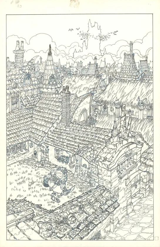 Black and white original page, Enwin, Les Enfants de Gribourg (T.1),  Anouke