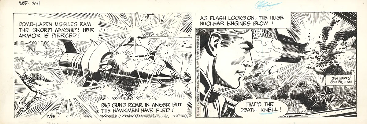 Planche noir et blanc, Flash Gordon, Dan Barry