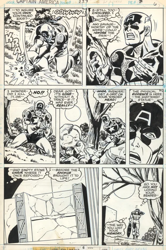 Planche noir et blanc, Captain America, Sal Buscema