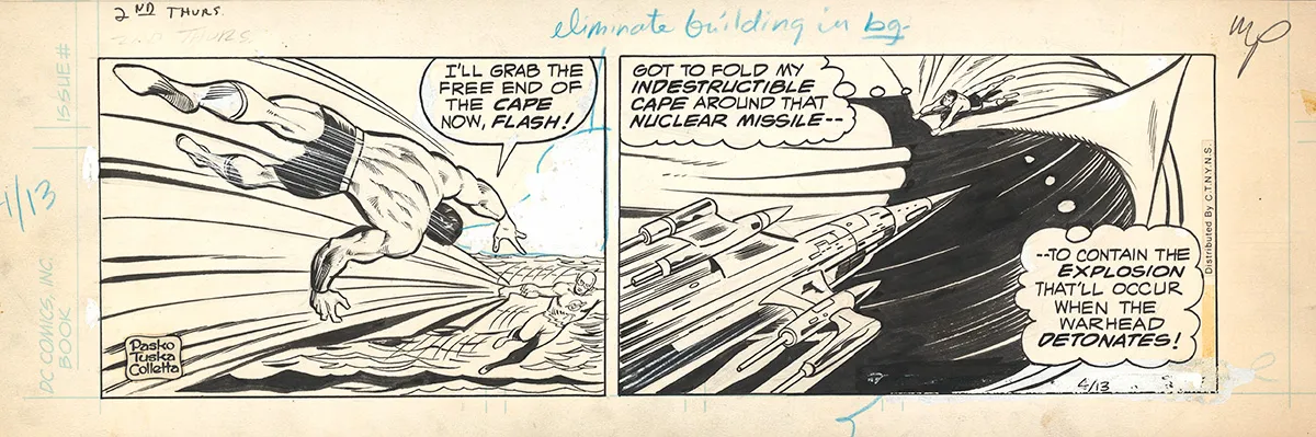 Planche noir et blanc, Superman, George Tuska