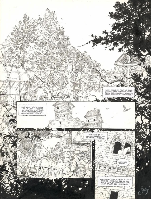 Planche noir et blanc, Le Roman de Malemort, La porte de l'oubli (T.2), Eric Stalner