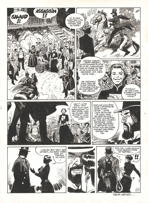 Black and white original page, Undertaker, Mister Prairie (T.7), Ralph Meyer