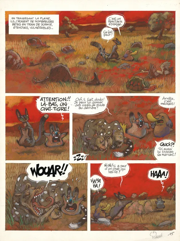 Planche couleur, Toto l'ornithorynque, Le brouillard pourpre (T.3),  Yoann