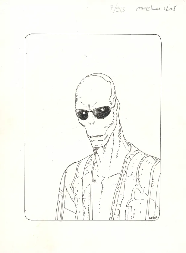 Illustration noir et blanc,  Moebius