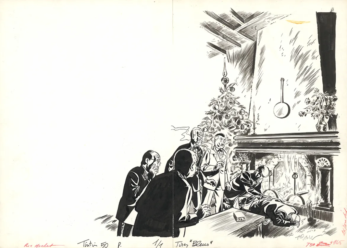 Planche noir et blanc, Ric Hochet,  Tibet
