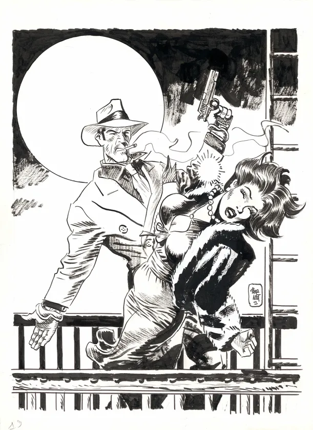 Illustration noir et blanc, Torpedo, Jordi Bernet