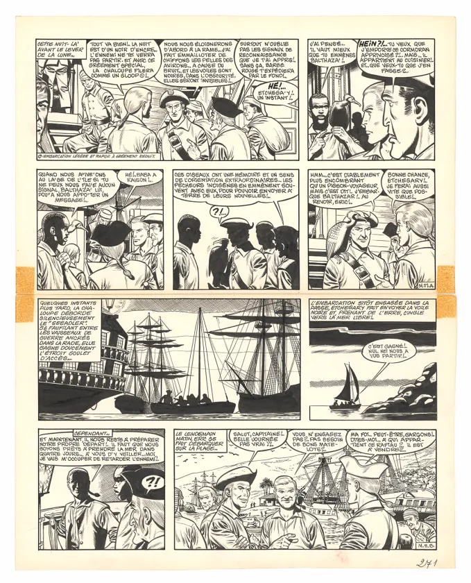 Black and white original page, Barbe-Rouge, Mort ou vif (T.10), Victor Hubinon