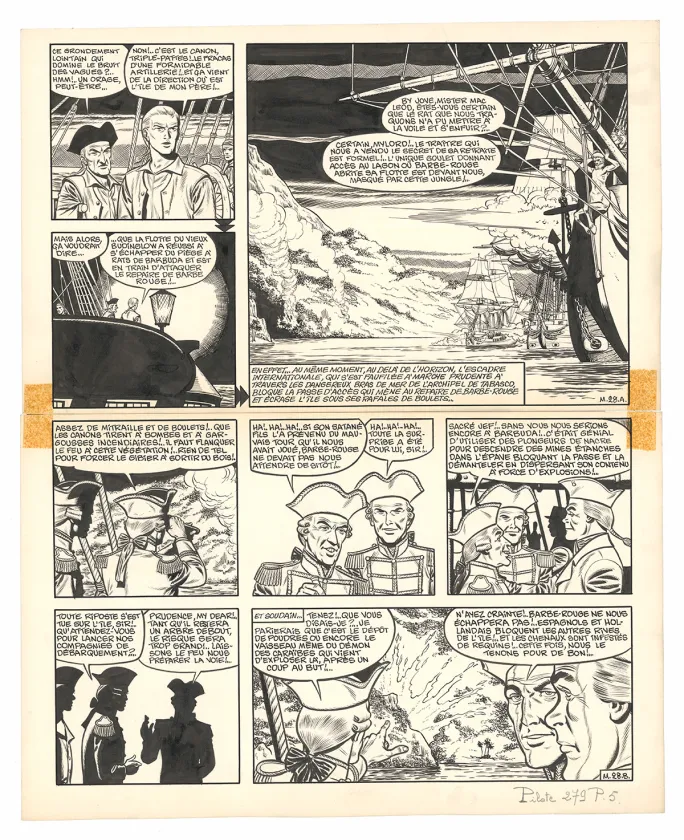 Planche noir et blanc, Barbe-Rouge, Mort ou vif (T.10), Victor Hubinon