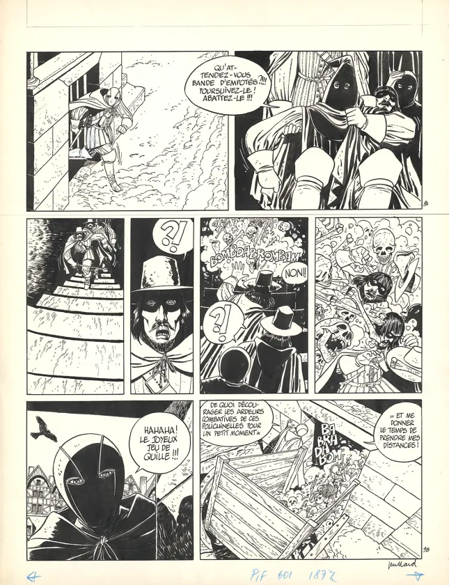 Black and white original page, Masquerouge, Le Charnier des saint innocents (T.2), André Juillard
