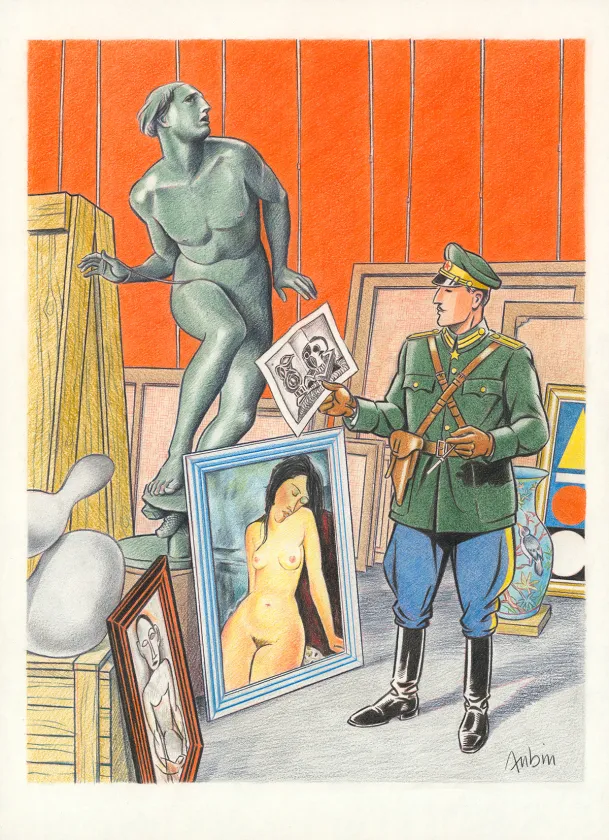 Colored illustration, Blake et Mortimer, Huit heures à Berlin (T.29), Antoine Aubin