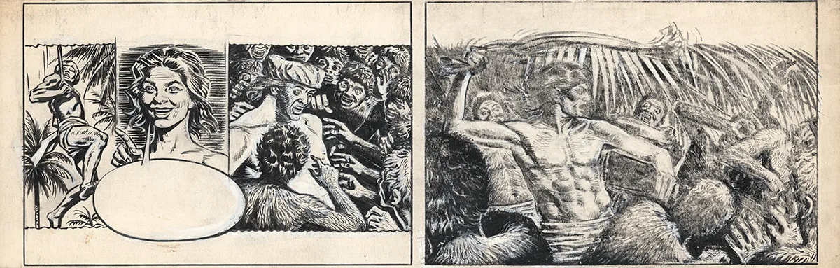 Planche noir et blanc, Corentin, Paul Cuvelier