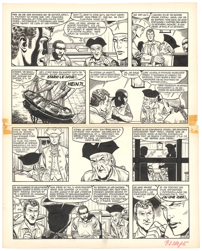 Black and white original page, Barbe-Rouge, Mort ou vif (T.10), Victor Hubinon
