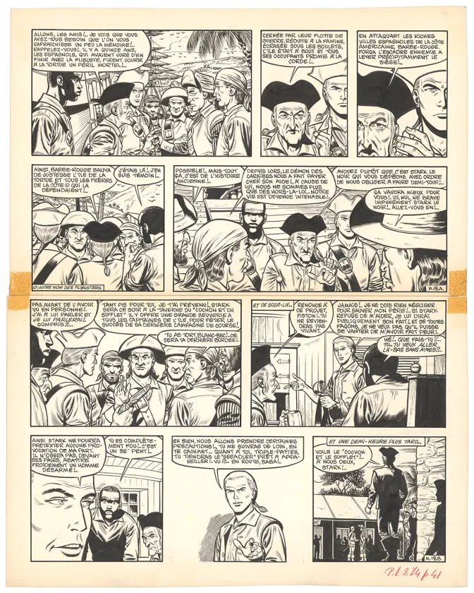 Planche noir et blanc, Barbe-Rouge, Mort ou vif (T.10), Victor Hubinon
