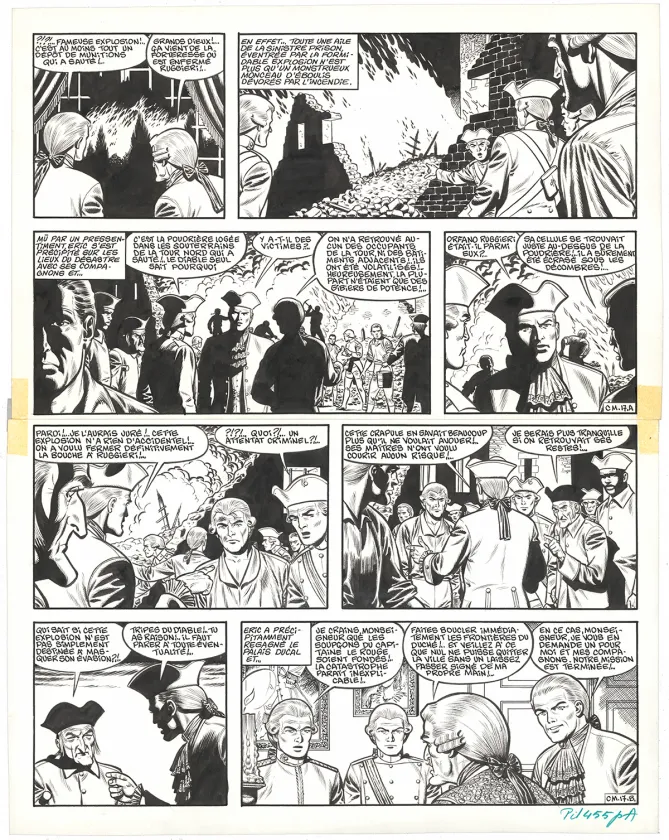Black and white original page, Barbe-Rouge, La Captive des Mores (T.16), Victor Hubinon