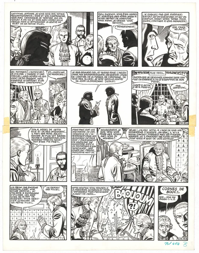 Black and white original page, Barbe-Rouge, La Captive des Mores (T.16), Victor Hubinon