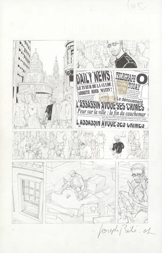 Black and white original page, Menaces de mort, Joseph Béhé (Griesmar)
