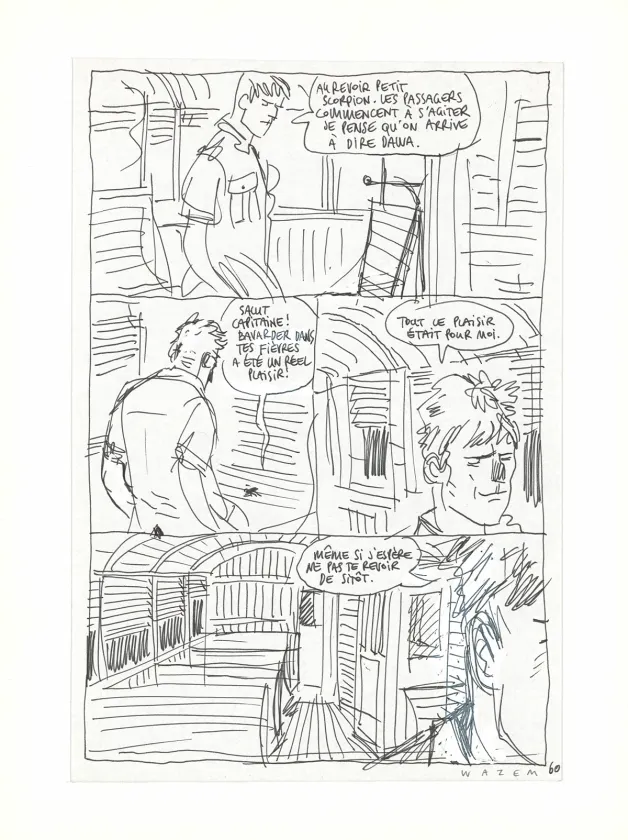 Planche noir et blanc, Les Scorpions du Désert,  Wazem