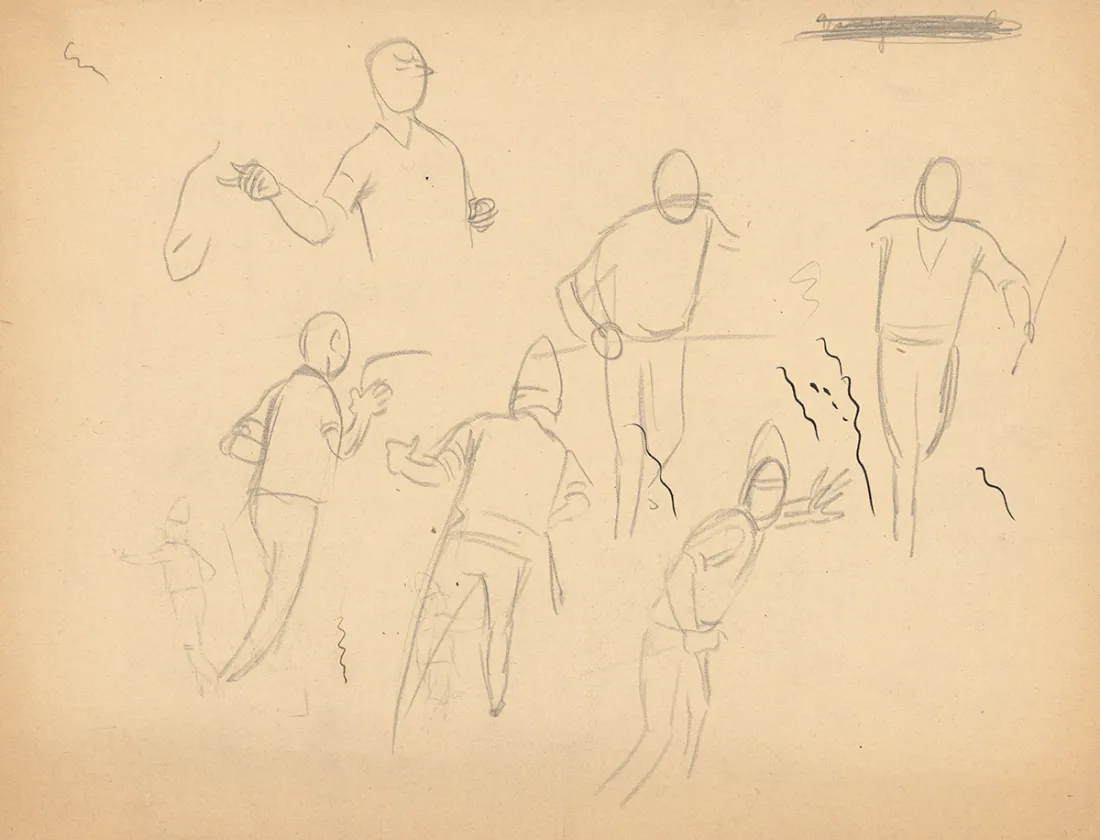 Crayonné, Tintin, Le Temple du Soleil (T.14),  Studio Hergé