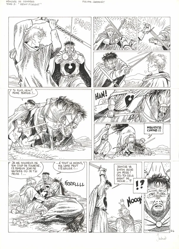 Black and white original page, Mémoires de Cendres, Rémy d'Orient (T.3), Philippe Jarbinet