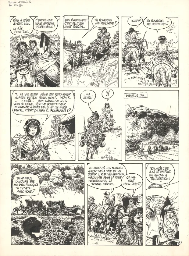 Black and white original page, Poupée d'ivoire, La Griffe de bronze (T.2),  Franz